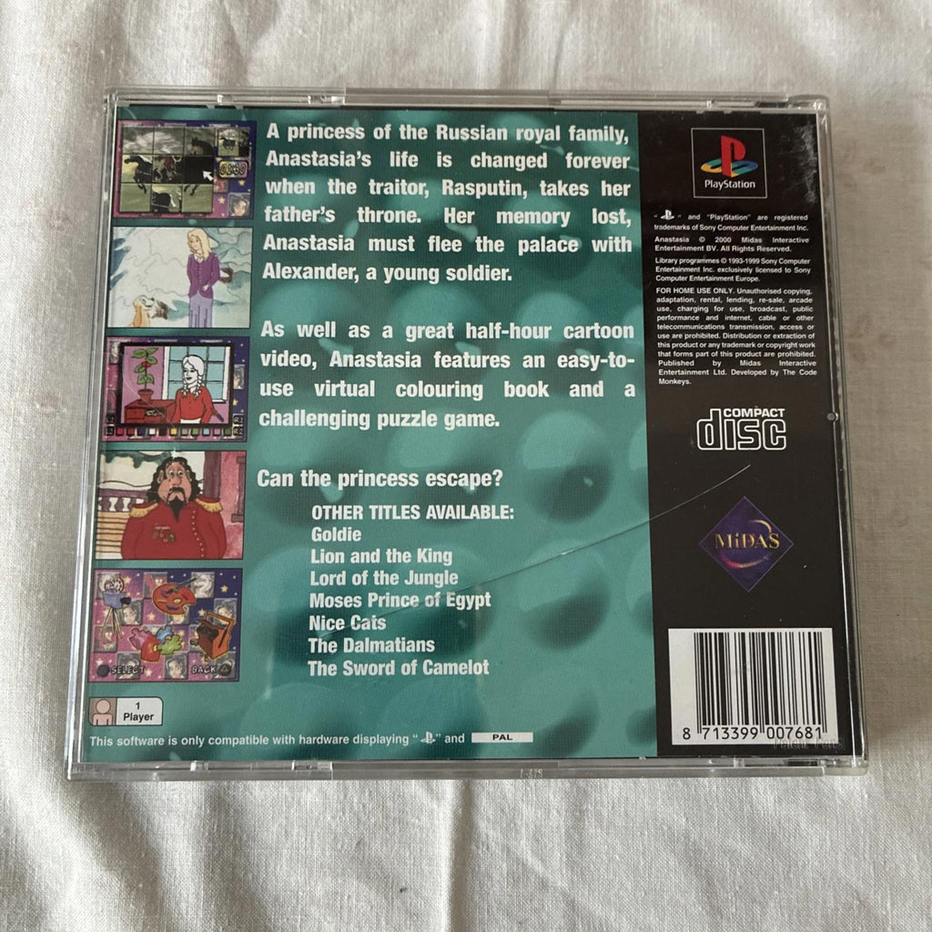 Anastasia PlayStation 1 Game Complete with Manual Vgc
