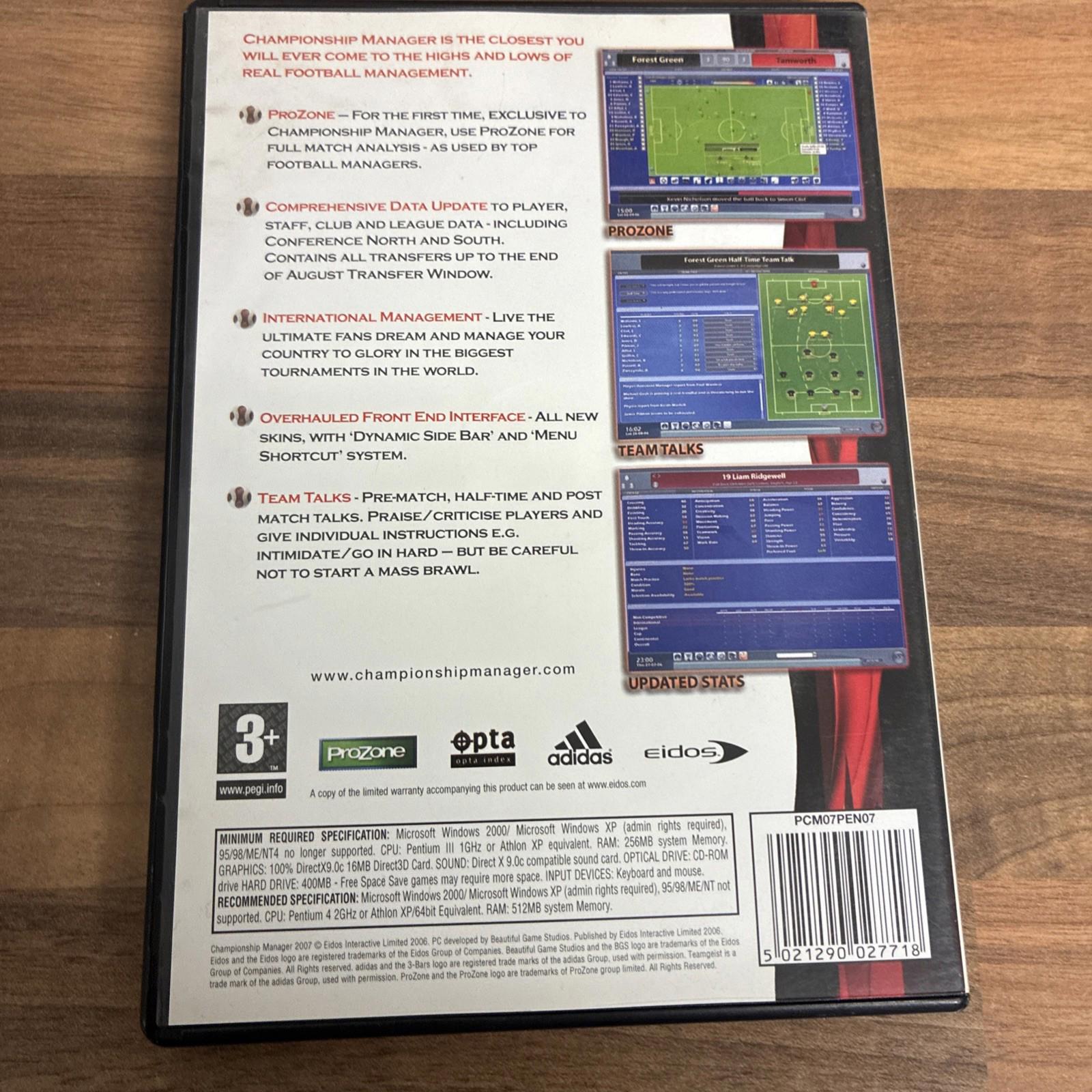Championship Manager 2007 PC CD Rom Game Complete