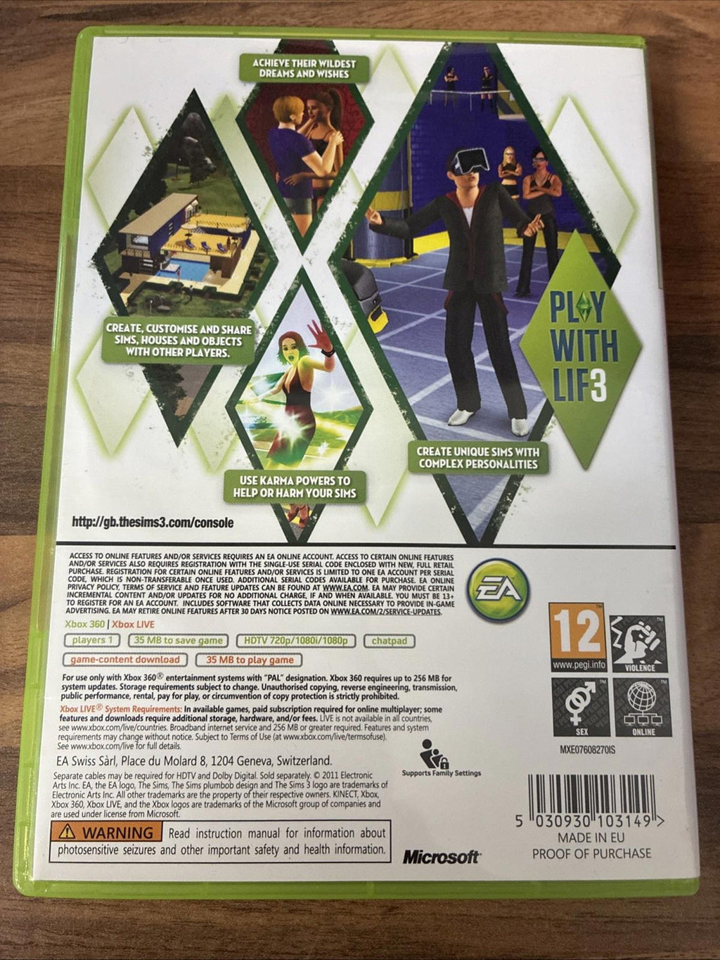 The Sims 3 -- Classics Edition (Microsoft Xbox 360, 2010) With Manual