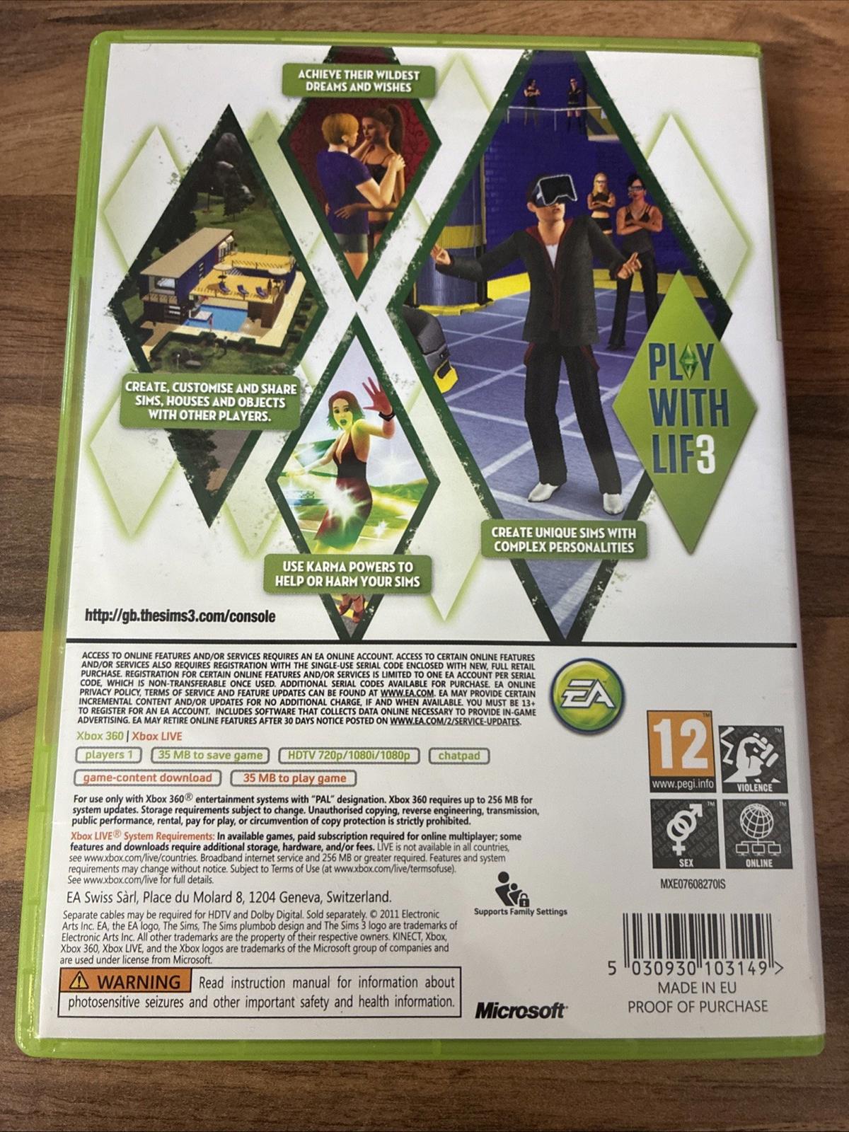 The Sims 3 -- Classics Edition (Microsoft Xbox 360, 2010) With Manual