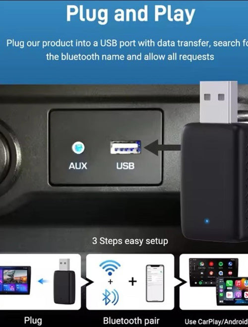 2 in 1 Wireless Android Auto Adapter Carplay Adapter USB Car Dongle Connect Box
