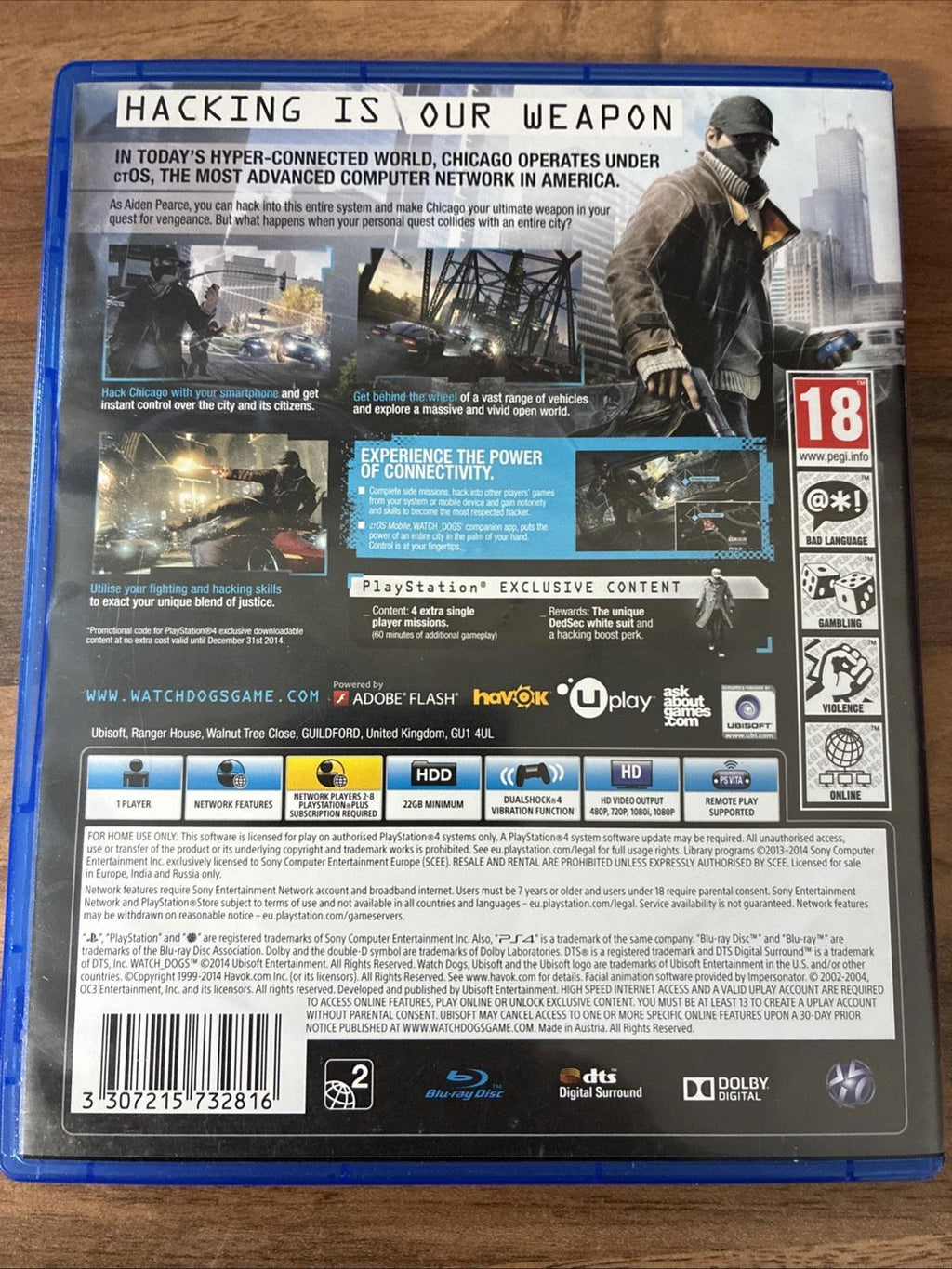 Watch Dogs by Ubisoft Video Game for Sony PlayStation 4