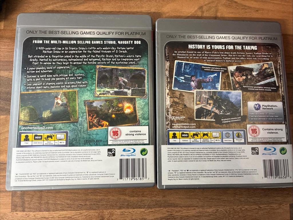 Uncharted 1 & 2 For PlayStation 3 Mint Condition! Includes Manual And Inserts