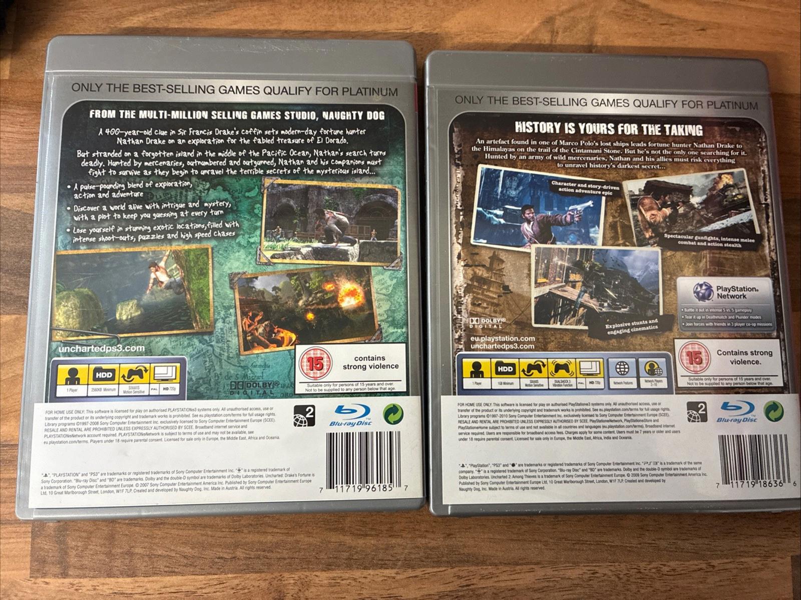 Uncharted 1 & 2 For PlayStation 3 Mint Condition! Includes Manual And Inserts