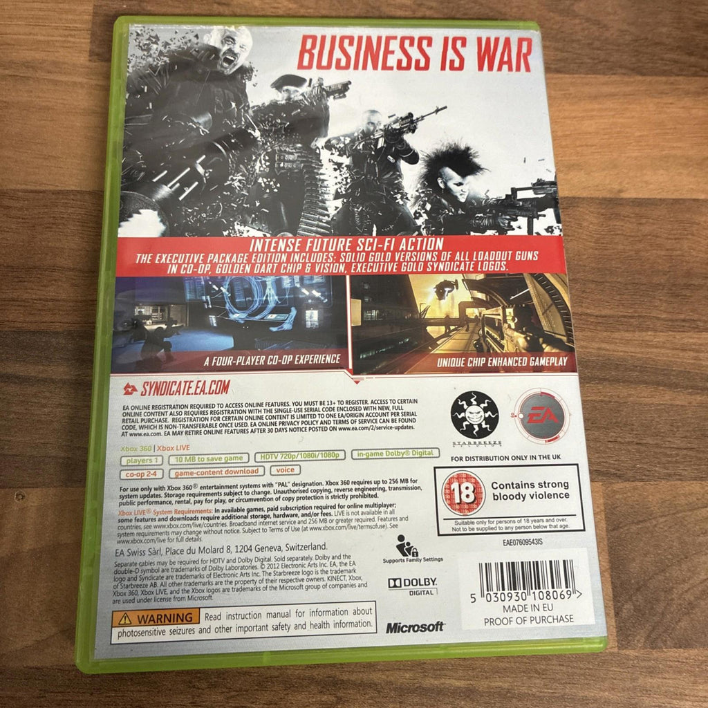 Syndicate Executive Edition XBOX 360 Video Game Original UK Release Mint Cond