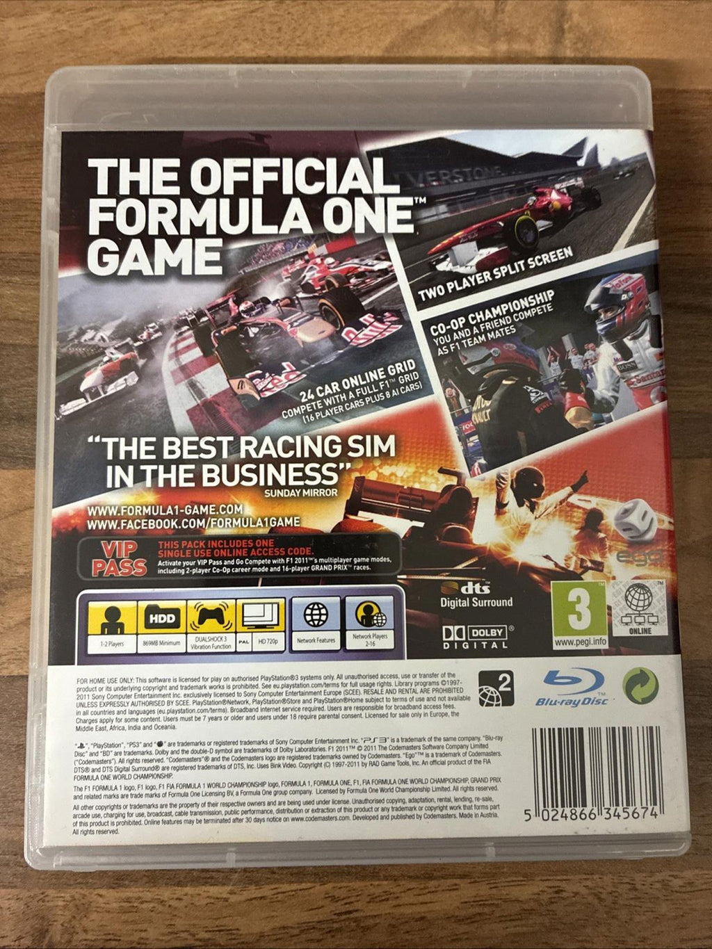 F1 2011 (Sony PlayStation 3, 2011) Complete With Manual