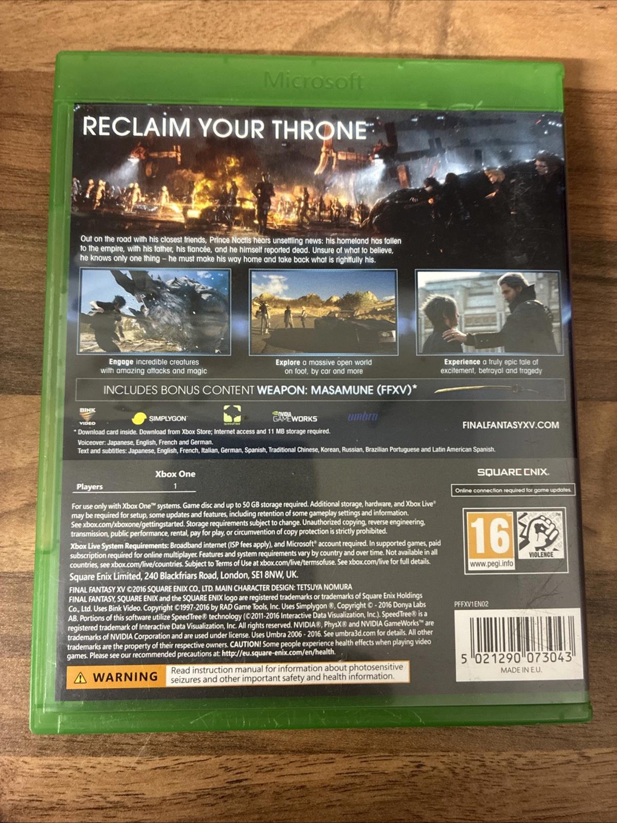 Final Fantasy XV: Day One Edition (Xbox One) Excellent Condition