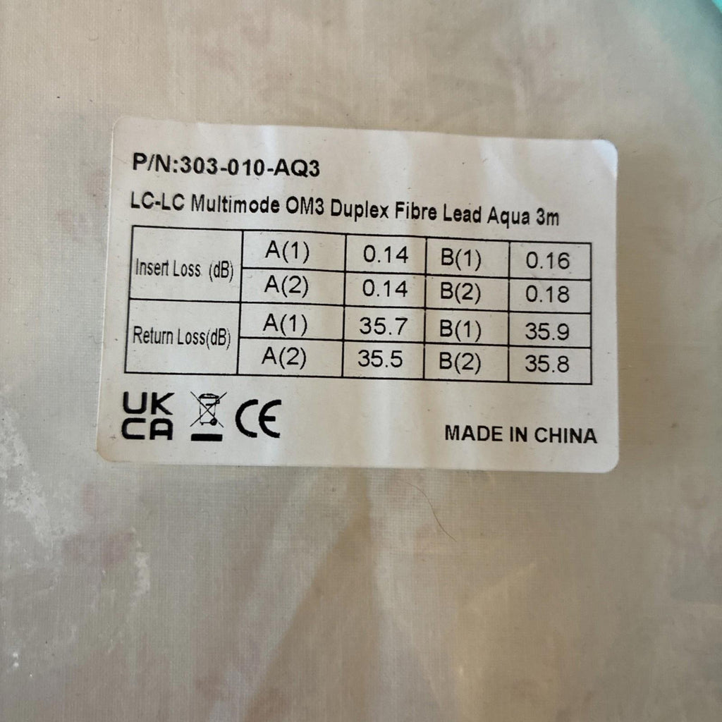 3m OM3 Fibre Optic Cable LC to LC Duplex Network Lead MM  Patch LSZH Cable