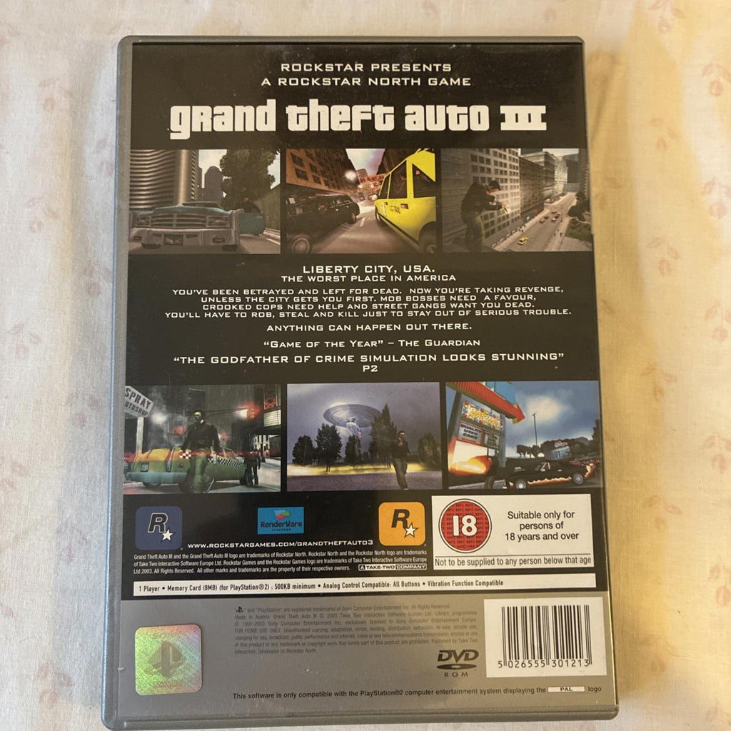 GRAND THEFT AUTO 3 PLATINUM PS2 PlayStation 2 with Map and manual