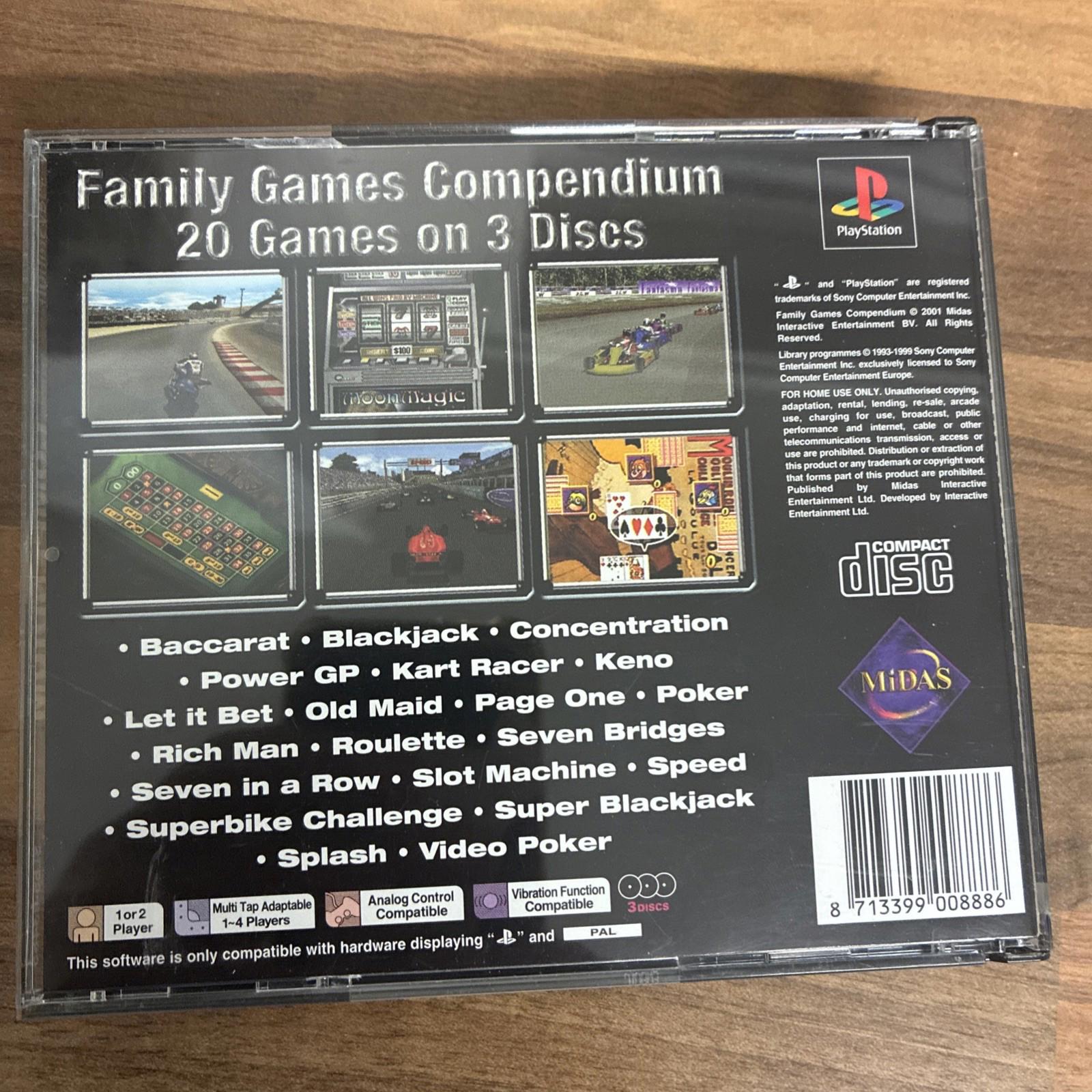 Compendium Family Games 20 Games Sony PlayStation 1, PS1 2001) Complete