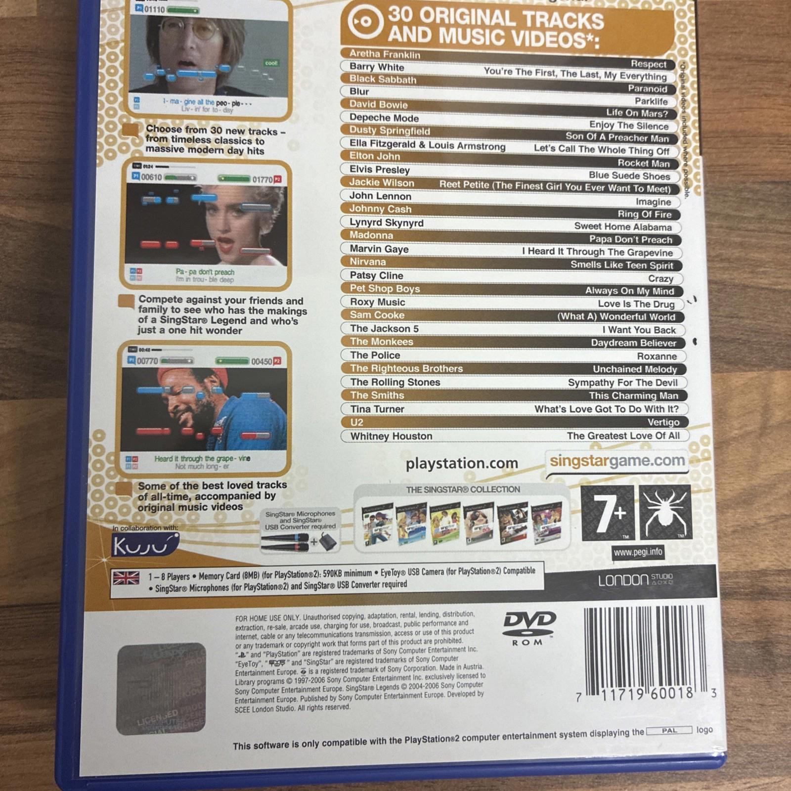 Singstar Legends PS2 (Sony PlayStation 2 mint condition Complete with Manual