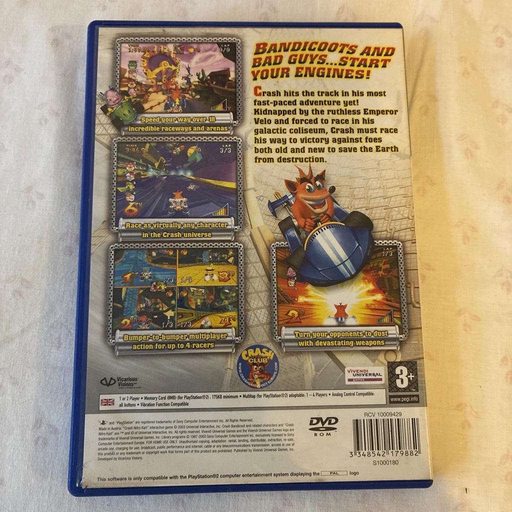 Crash Nitro Kart (Sony PlayStation 2, 2003) Complete With Manual Tested