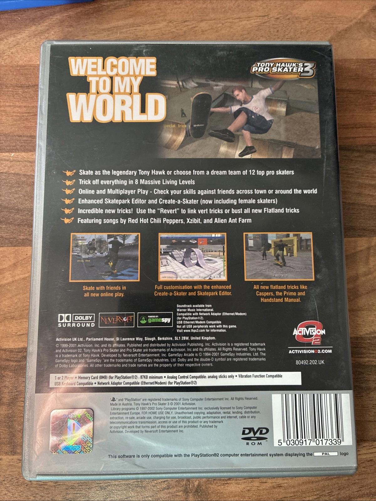 Tony Hawk's Pro Skater 3 (PS2, 2001) PlayStation 2 Game With Manual Platinum