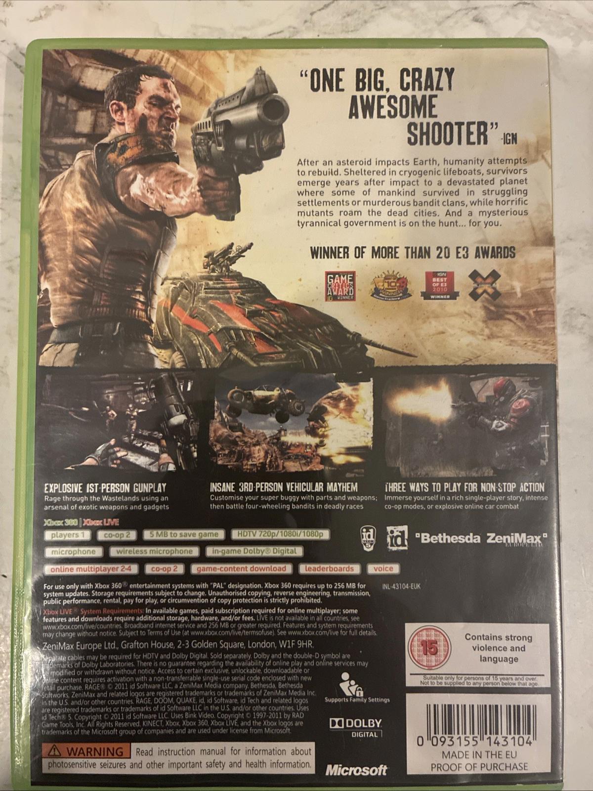Rage (Microsoft Xbox 360, 2011) 2 Discs In Very Good Condition