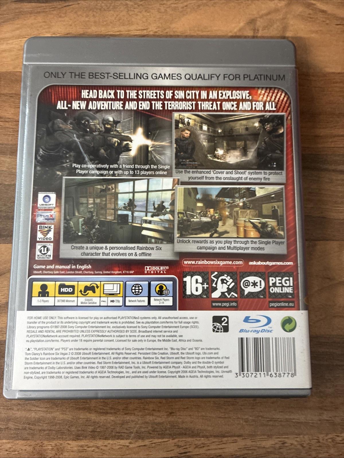 Tom Clancy's Rainbow Six Vegas 2 -- Platinum Edition (Sony PlayStation 3, 2009)