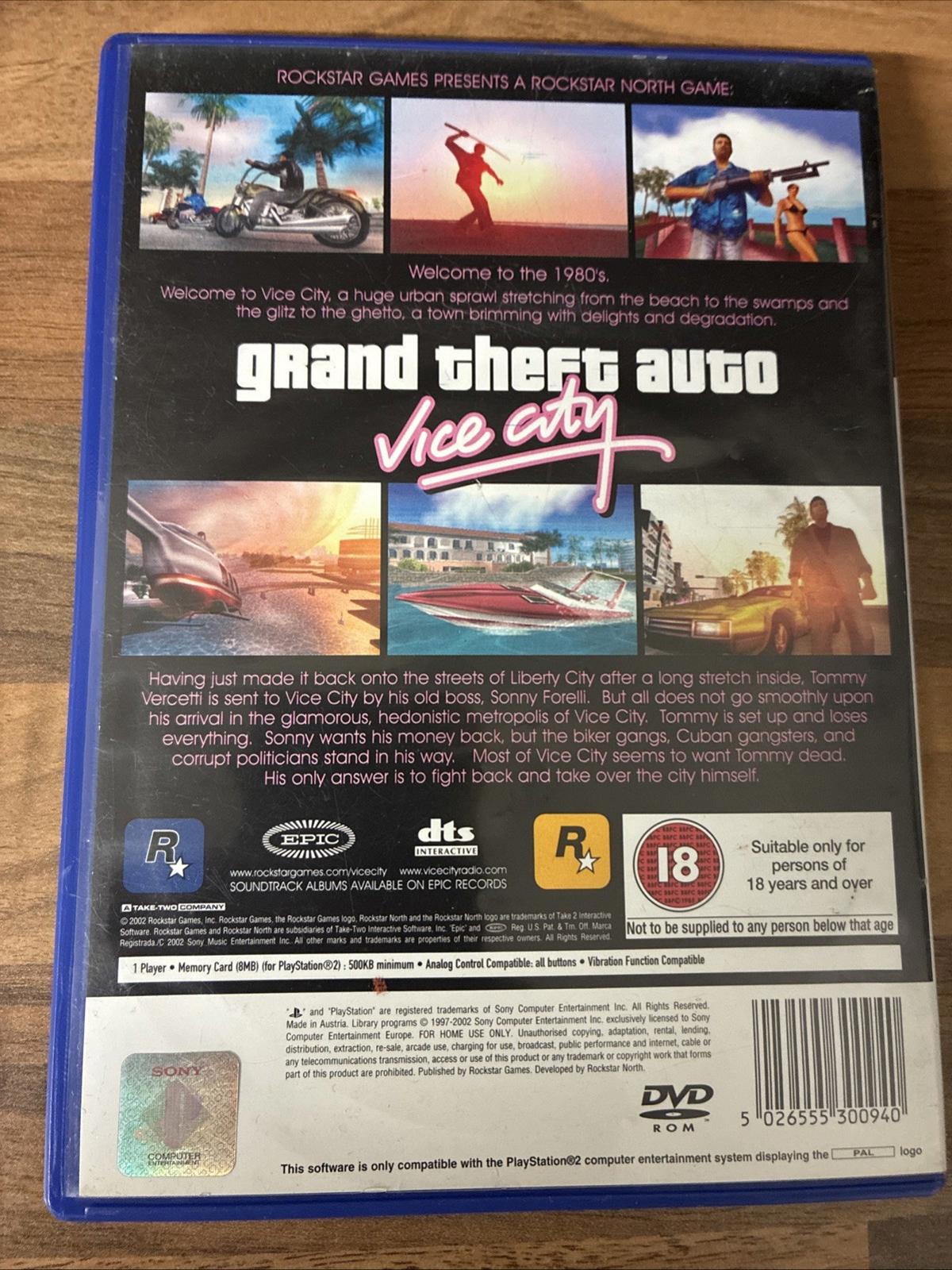 Grand Theft Auto: Vice City PlayStation 2 PS2 Game Complete with Manual. Tested.