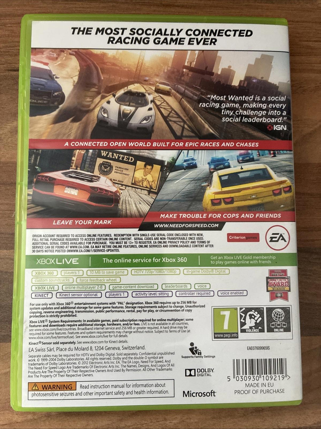 Need for Speed Most Wanted (Xbox 360, 2012)