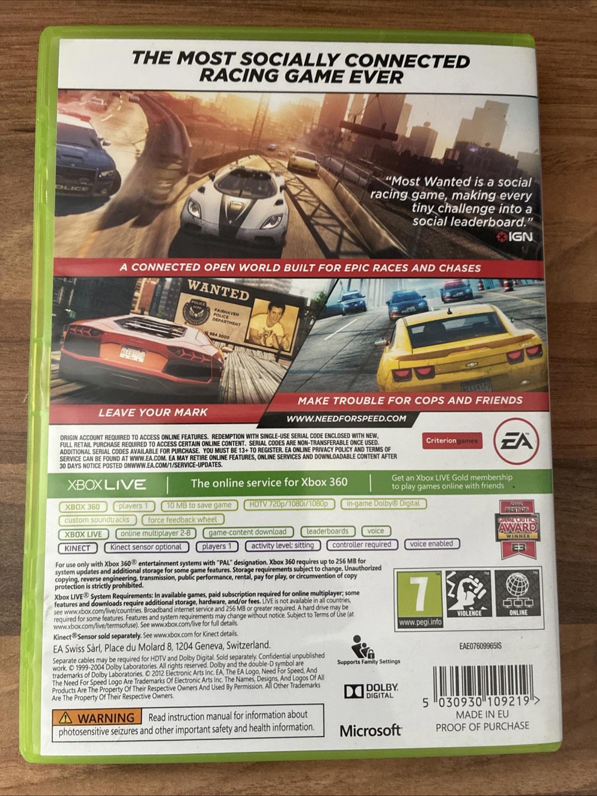 Need for Speed Most Wanted (Xbox 360, 2012)