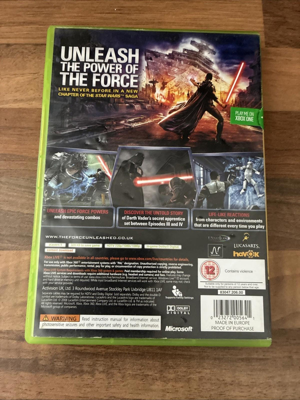 Star Wars: The Force Unleashed (Microsoft Xbox 360, 2008) Complete With Manaul