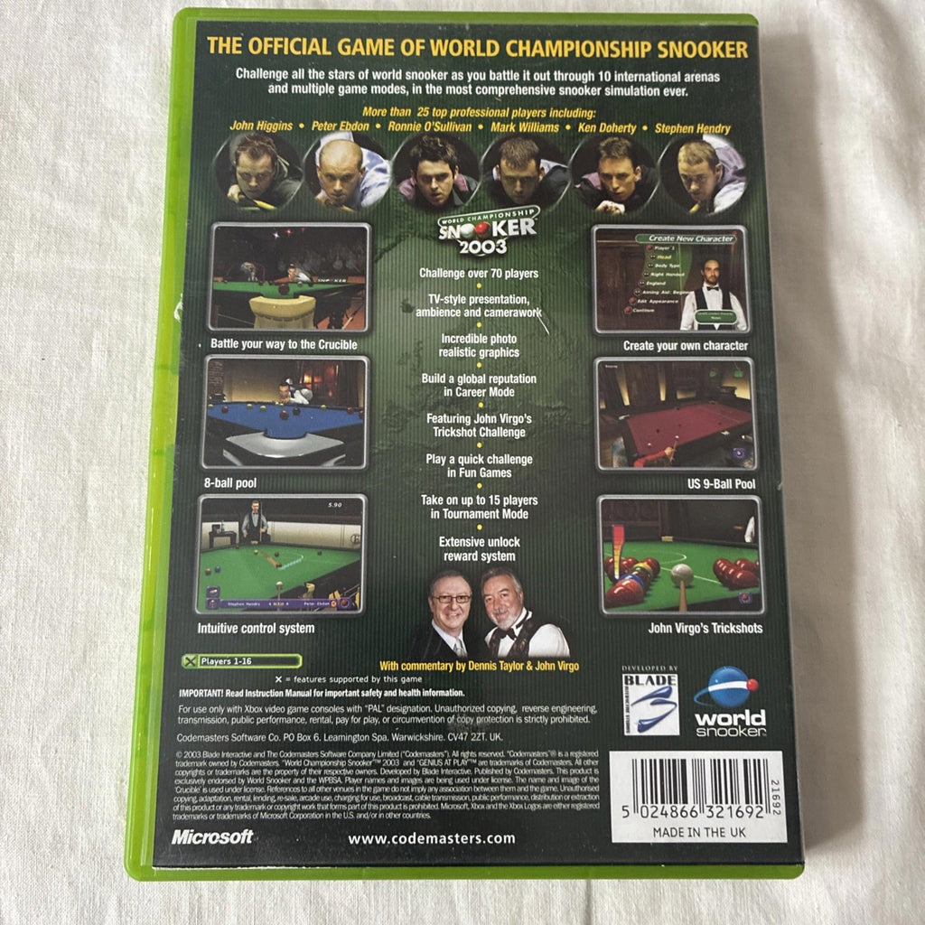 World Championship Snooker 2003 (Microsoft Xbox Original)