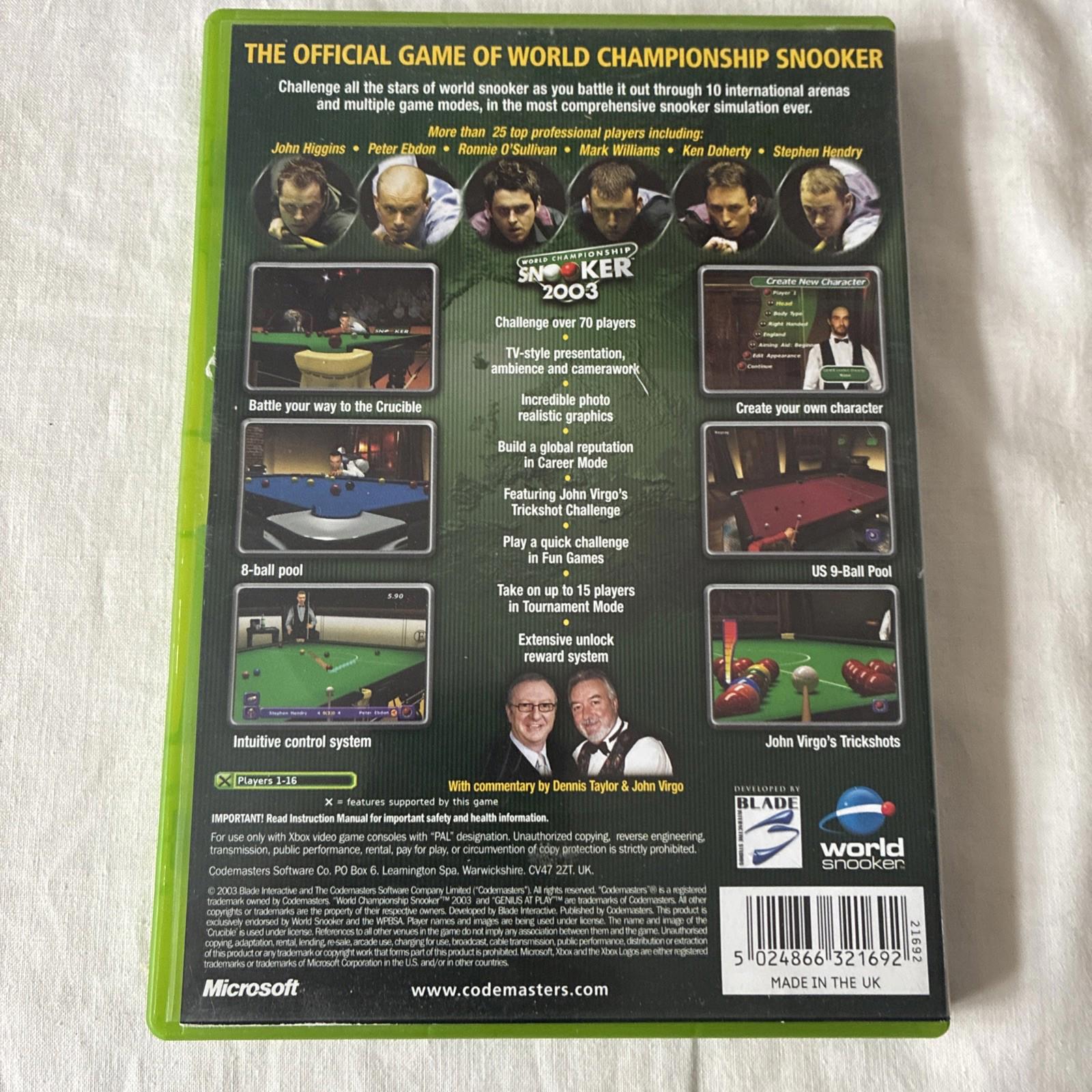 World Championship Snooker 2003 (Microsoft Xbox Original)