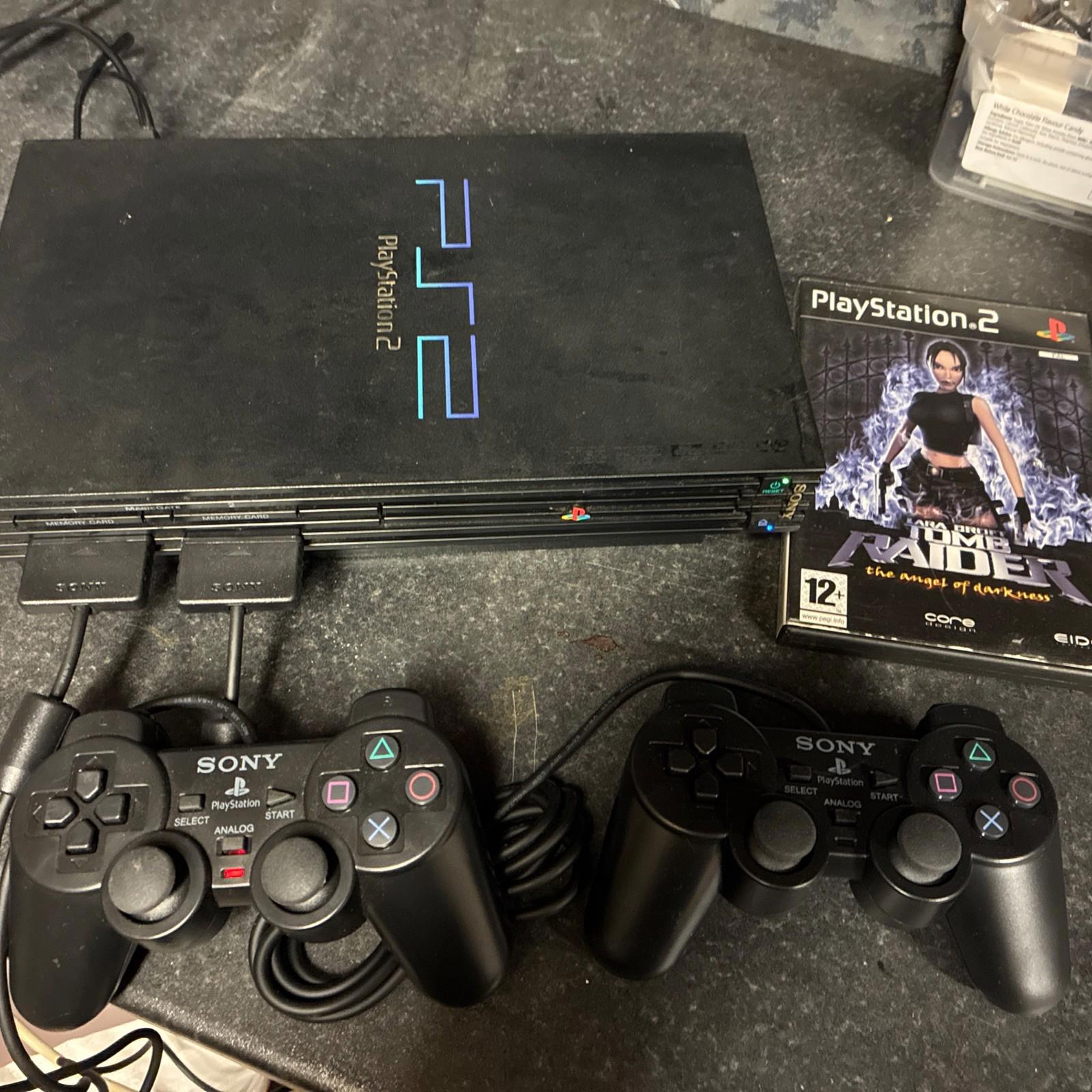 Sony Playstation Black PAL PS2 - SCPH-50003 Working 2 X Controllers & Memory 256