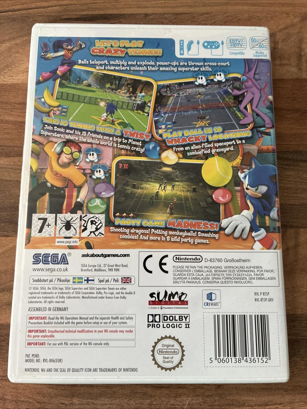 Sega Superstars Tennis (Nintendo Wii, 2008) Complete With Manual VGC