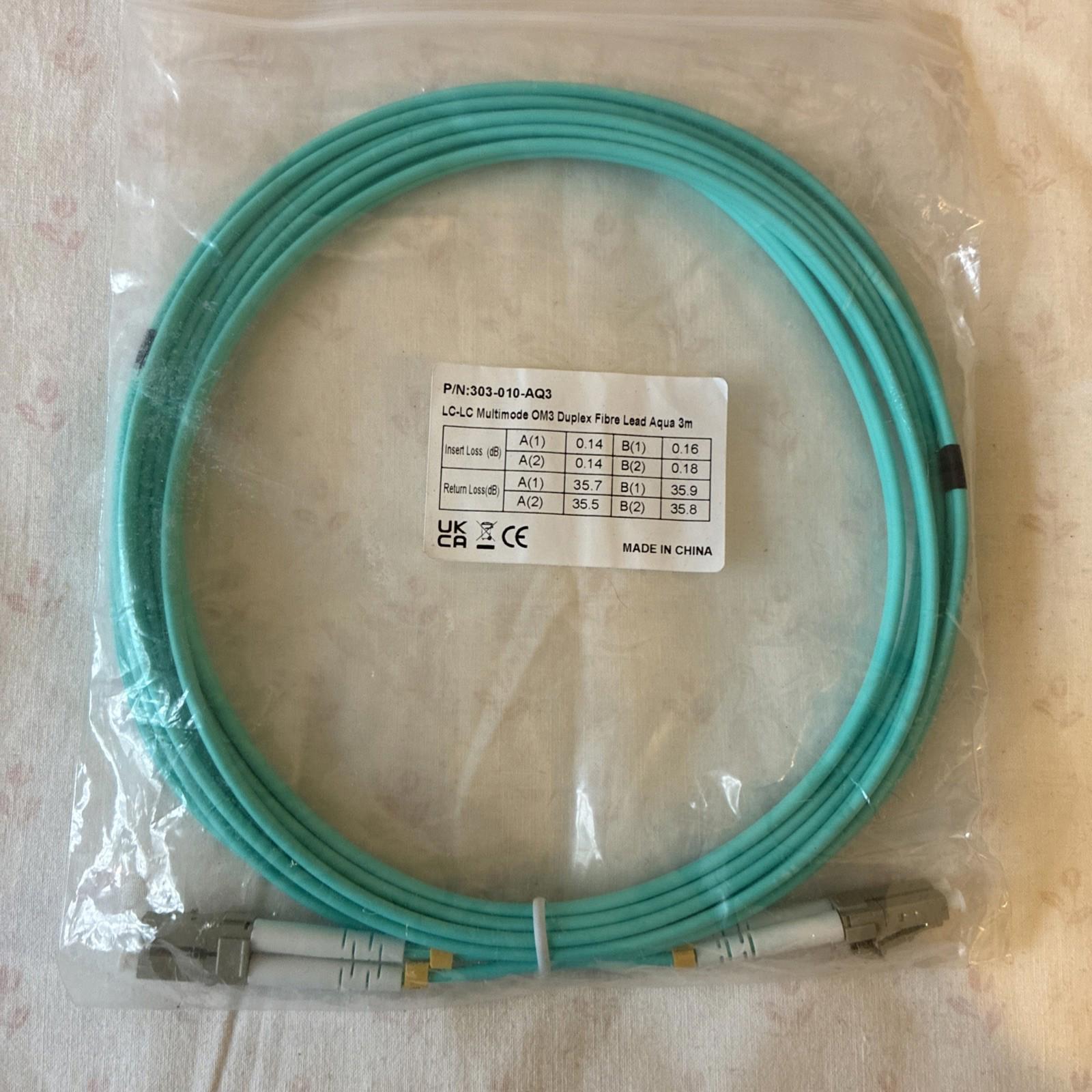 3m OM3 Fibre Optic Cable LC to LC Duplex Network Lead MM  Patch LSZH Cable