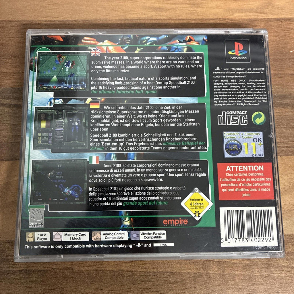 Speedball 2100 PlayStation 1 Game PS1 complete with manual In near Mint Conditio