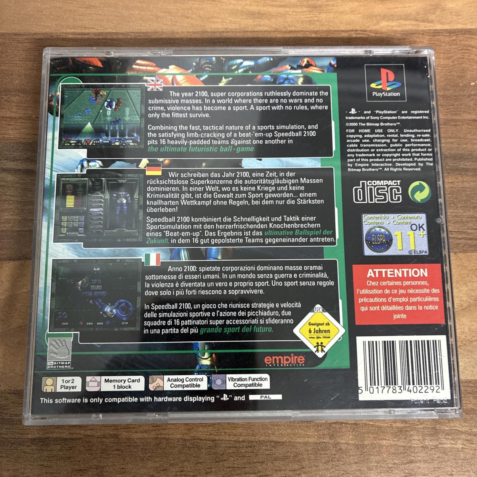 Speedball 2100 PlayStation 1 Game PS1 complete with manual In near Mint Conditio