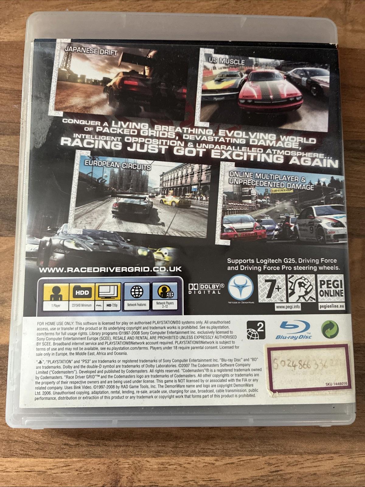 RACE DRIVER GRID PlayStation 3 PS3 game - complete