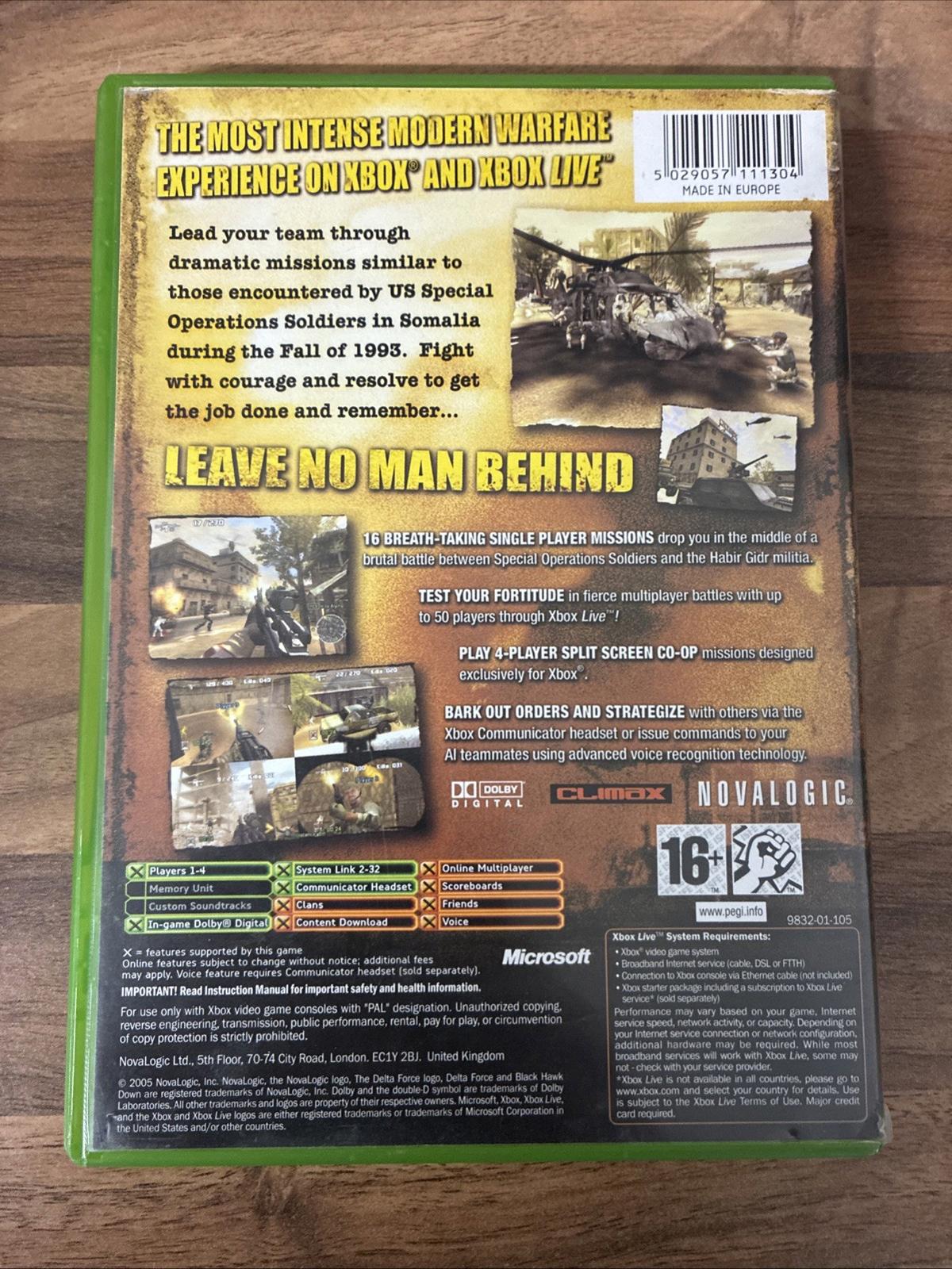 Delta Force:Black Hawk Down For Xbox Original With Manual In VGC