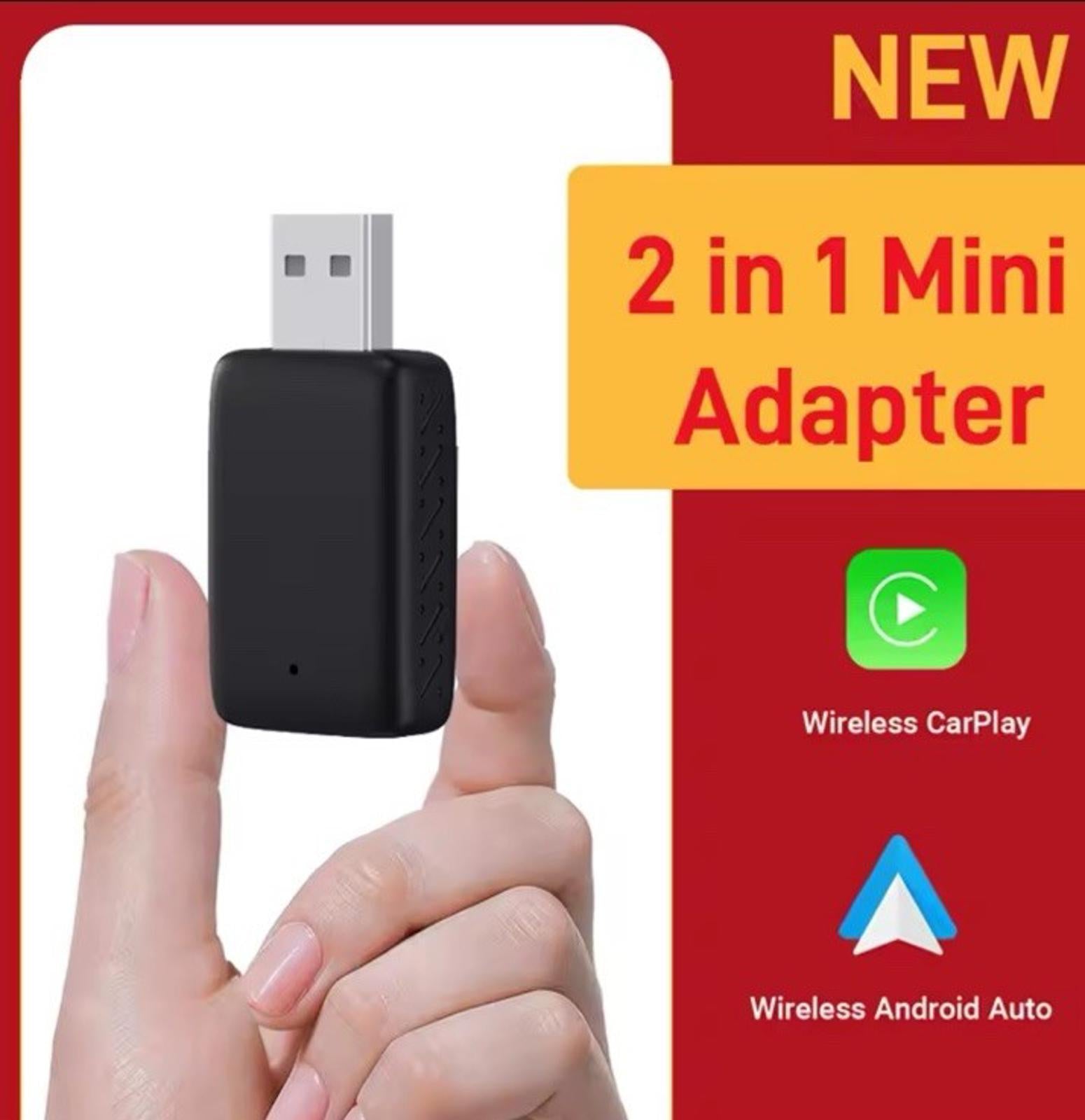 2 in 1 Wireless Android Auto Adapter Carplay Adapter USB Car Dongle Connect Box
