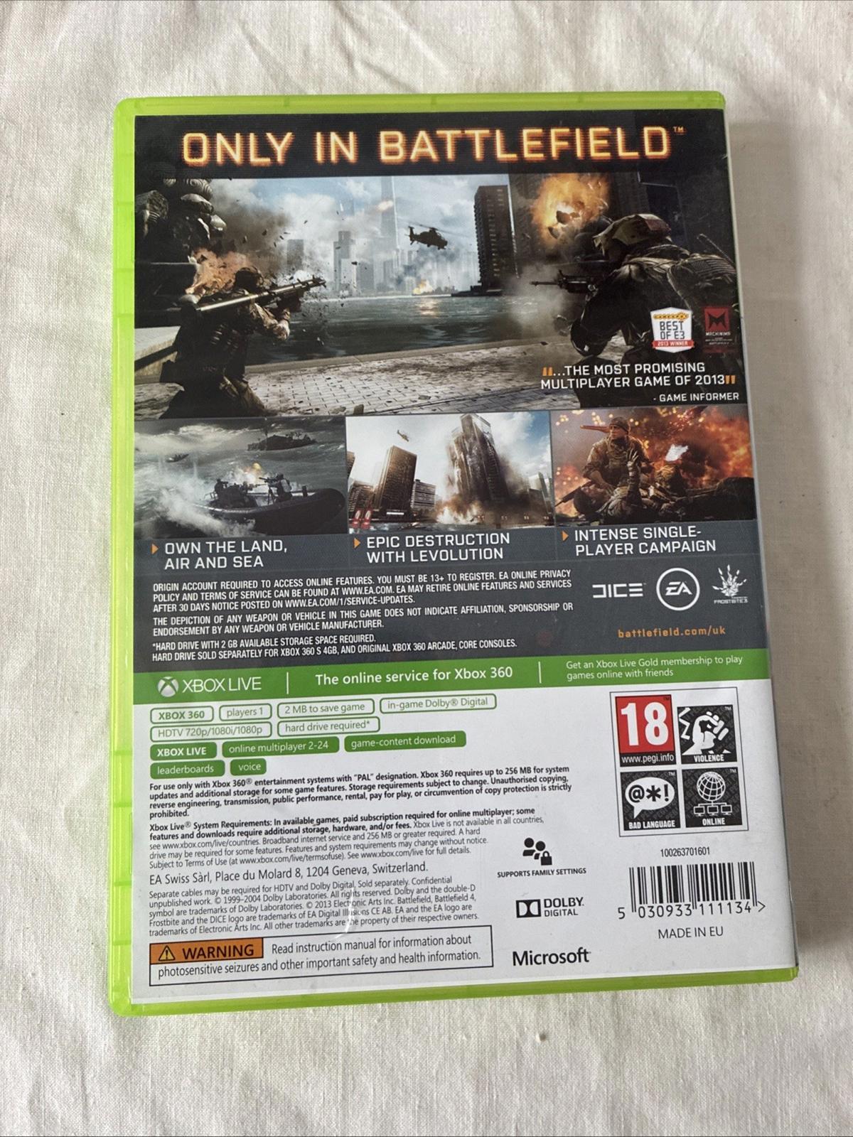 Battlefield 4 (Microsoft Xbox 360, 2013) Complete With Manual