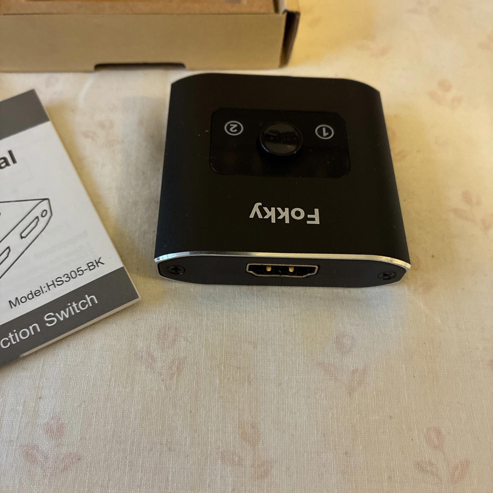 FOKKY HDMI Switch 4K@60Hz HDMI Splitter Bi-directional Switcher 2 In 1 Out