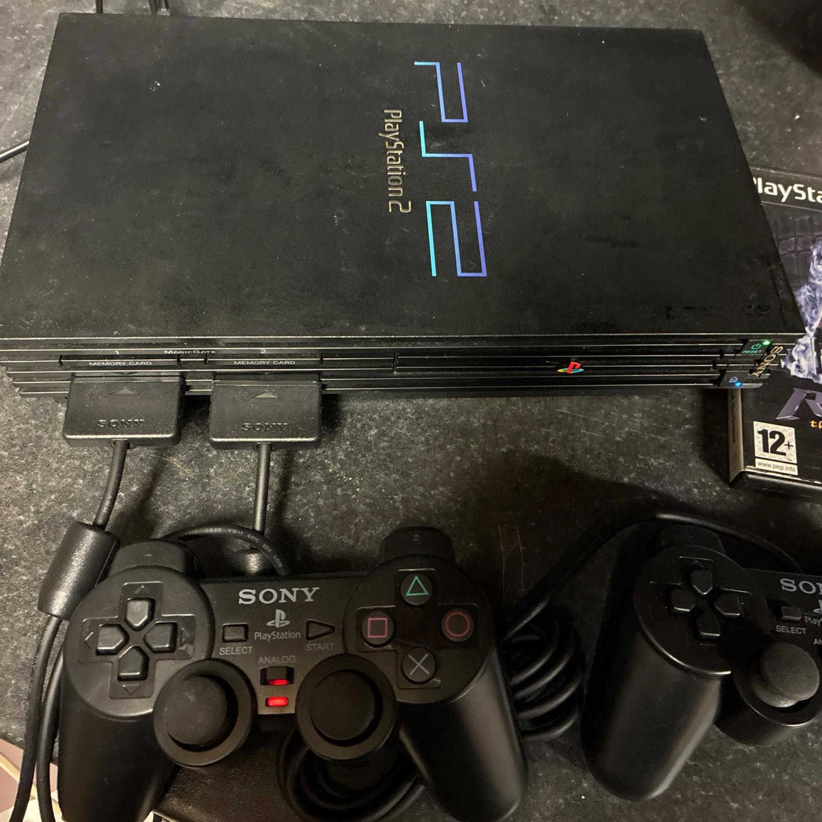 Sony Playstation Black PAL PS2 - SCPH-50003 Working 2 X Controllers & Memory 256
