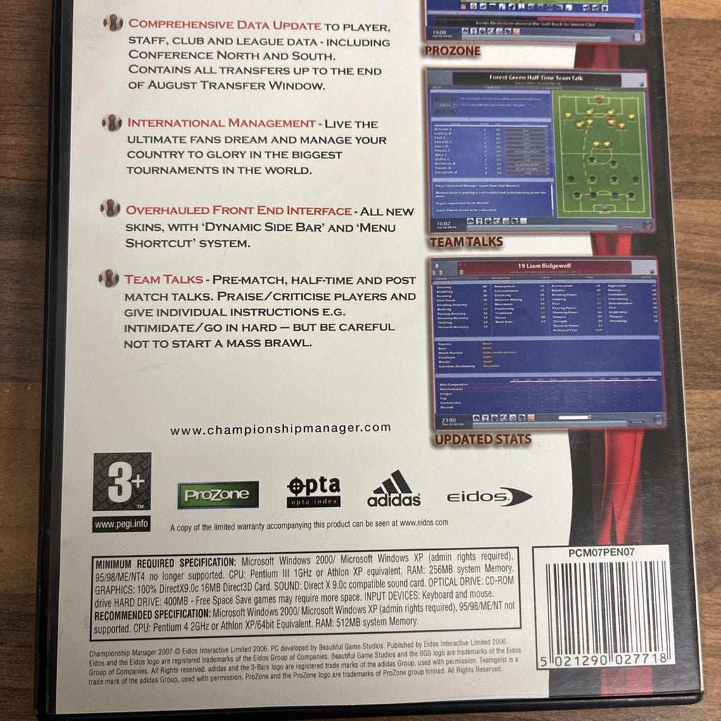 Championship Manager 2007 PC CD Rom Game Complete