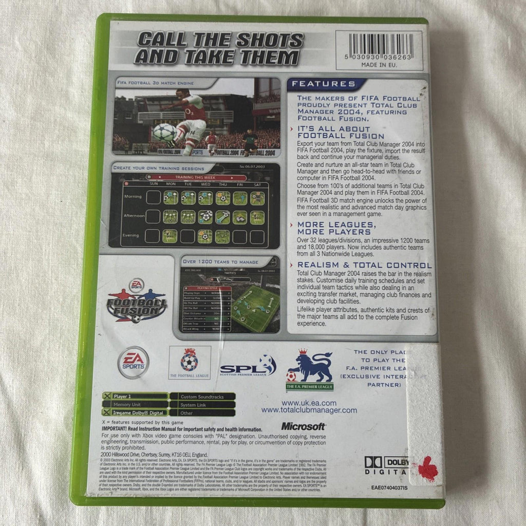 Total Club Manager 2004 (Microsoft Xbox, 2003) With Manual